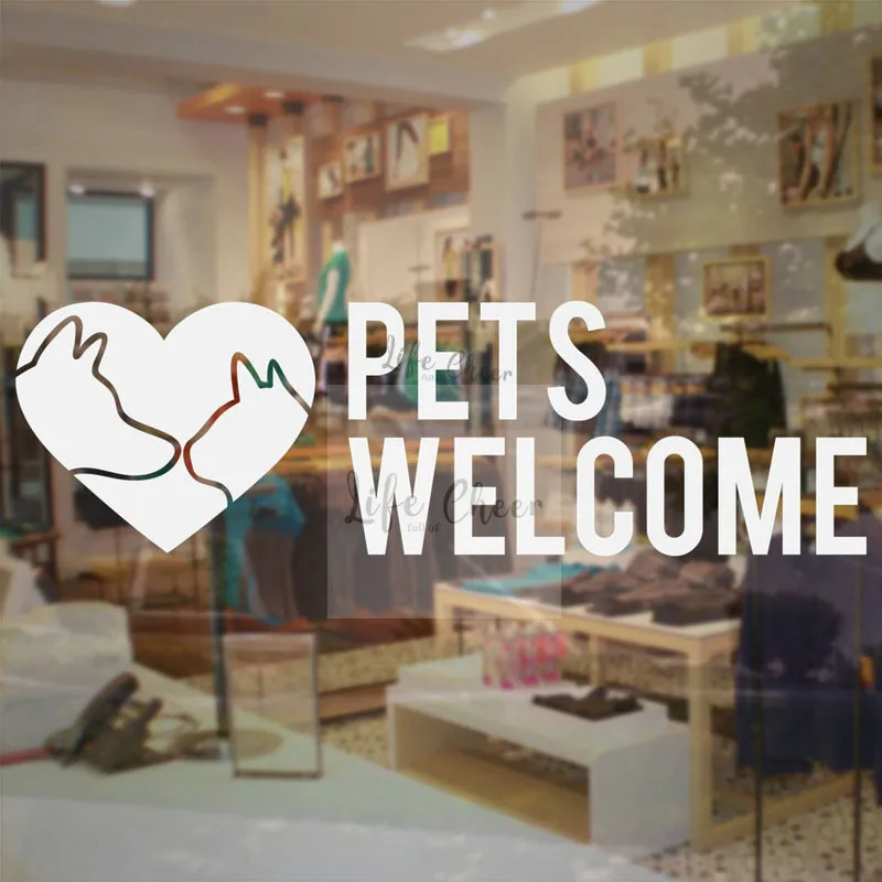 Pets Salon Welcome Door Vinyl Sticker Shop Store Sign Removable Decals Window Poster Art Pets Welcome Sign Vinyl Murals  AC099