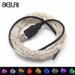 Impermeável LED String Lights para decoração de casa, USB, fada, fio de prata, guirlanda, Natal, casamento, festa, 20m, 10m, 5m, 2m, 5v