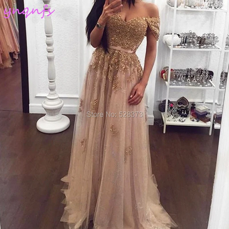 YNQNFS ED238 Elegant Off Shoulder A-line Lace Bridesmaid Dresses Abiye Beading Wear Abendkleider Vestidos 2019