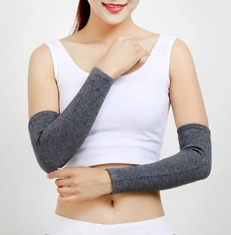 

Women's wool knitted long gloves lady's elastic cashmere black long arm sleeve winter warm arm warmer R151