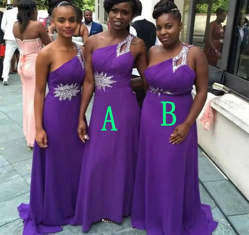 South African Black Girls Bridesmaid Dresses Purple Summer Country Garden Wedding Party Guest Maid of Honor Gowns Plus Size