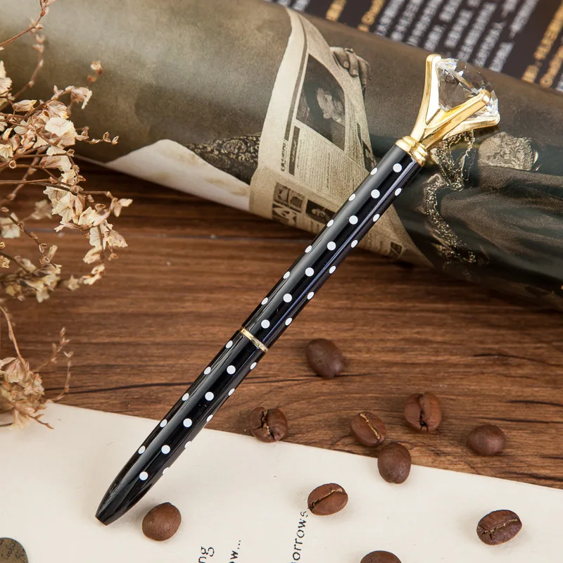 New Arrived Black Refills New Wave Point Pattern Crystal Pen Stylus Metal Signature Glass Diamond Pen