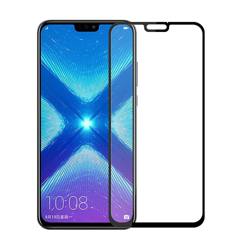 Full Cover Tempered Glass For Huawei Honor 8X Screen Protector Blue Black White Color Front Film Toughened Glass For Honor 8 X