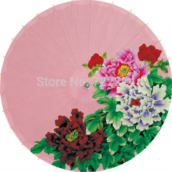 

Free shipping chinese classical unique handmade pink background peony oiled paper umbrella decorative rain parasol proumbrella