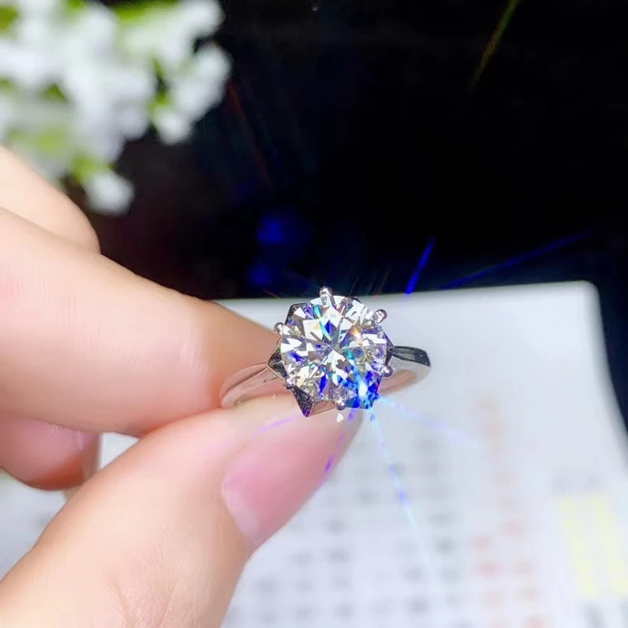 new glitting moissanite gemstone ring for women silver jewelry shiny better than diamond good purity 925 silver engagement ring