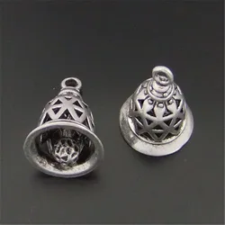 10pcs Whosesale Antique Style Silver Color Bell Charm (no noise) Copper Pendants Bracelet DIY Findings04092