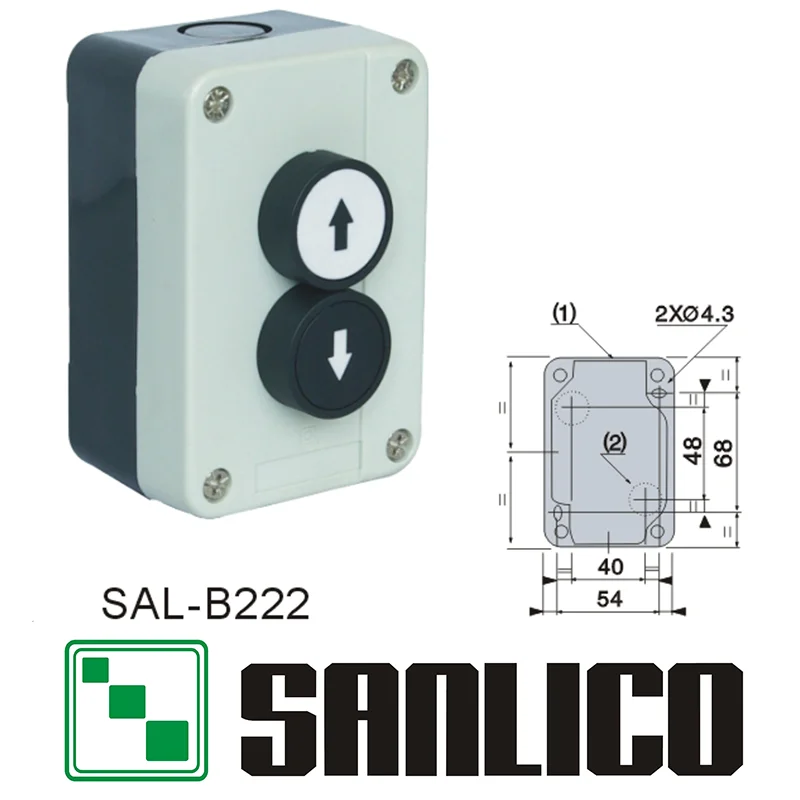 waterproof momentary push button switch control box station IP65 SAL(LA68H XAL)-B222 spring return