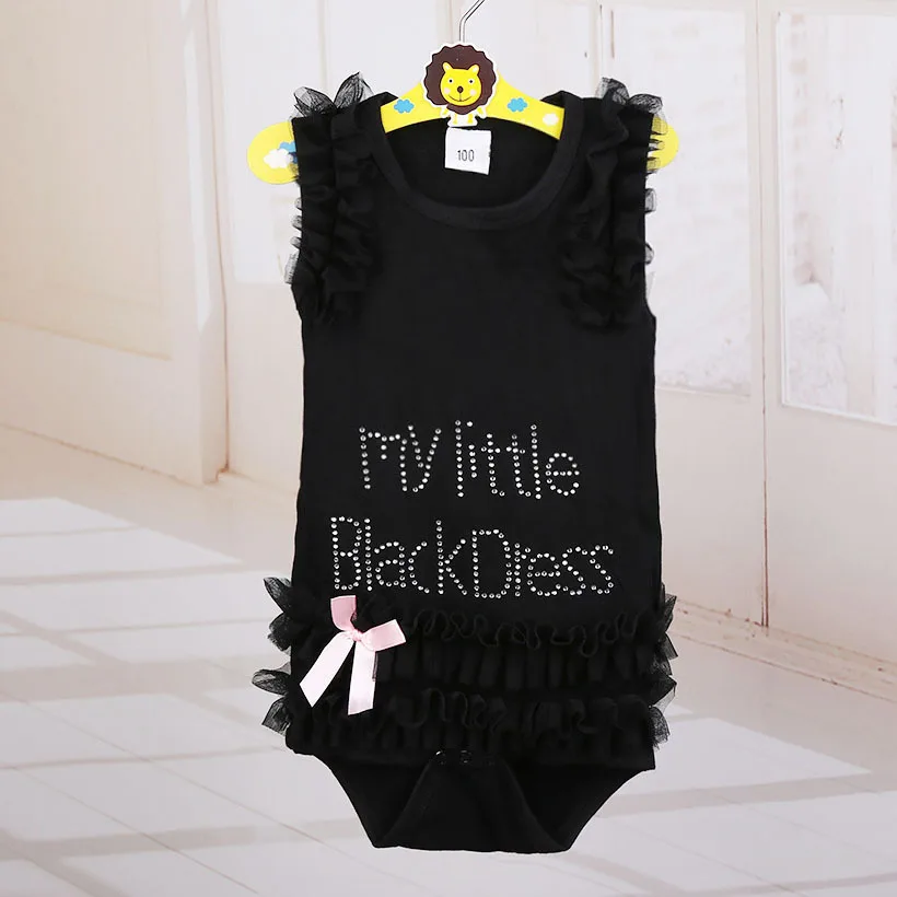 Black Dress Baby Girl Bodysuits Lace Tutu Newborn Jumpsuits Girls One-Piece Clothes Shirt 0-2 Year Bebe Roupas Babywear Cotton