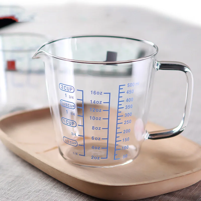 500ml Glass Measuring Cup Heat Resistant Milk/Water/Yoghurt/Juice Breakfast teacup