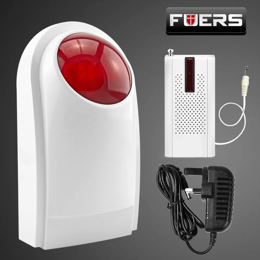 FUERS Wireless J008 Indoor Flash Siren 433Mhz Built-In Backup Battery with F8 Transmitter Work For Home Security Alarm System