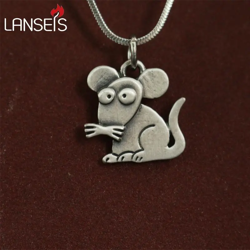 lanseis 20pcs wholesale Cute Cartoon mouse Necklace pendants for women necklace Animal jewelry Simple necklaces  gift for friend