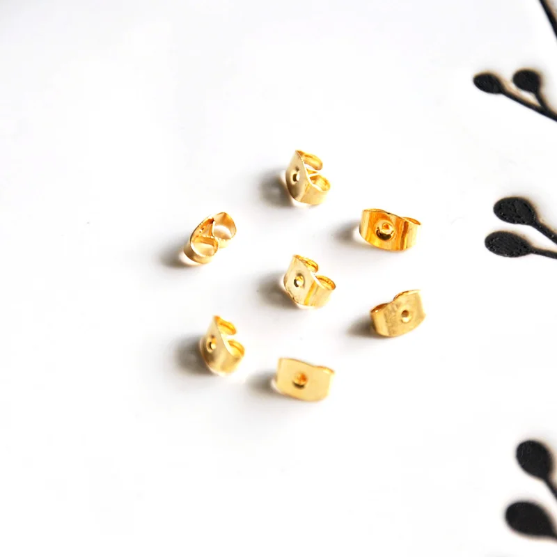 

wholesale 50 pcs/lot gold plated earring stoppers earring back jewelry making craft findings DIY for women