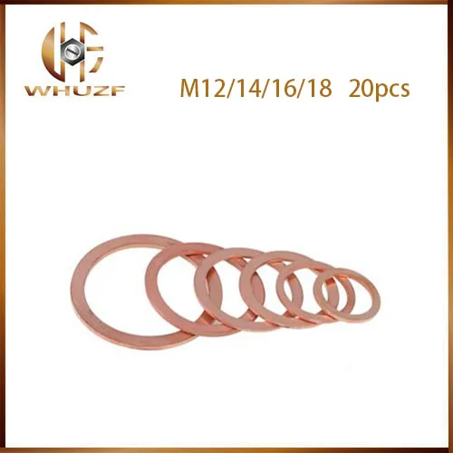 M12 M14 M16 M18 M20 M22 M24 M26 Boat Red Brass Copper Crush Sealing Washer Flat Seal Gasket Ring