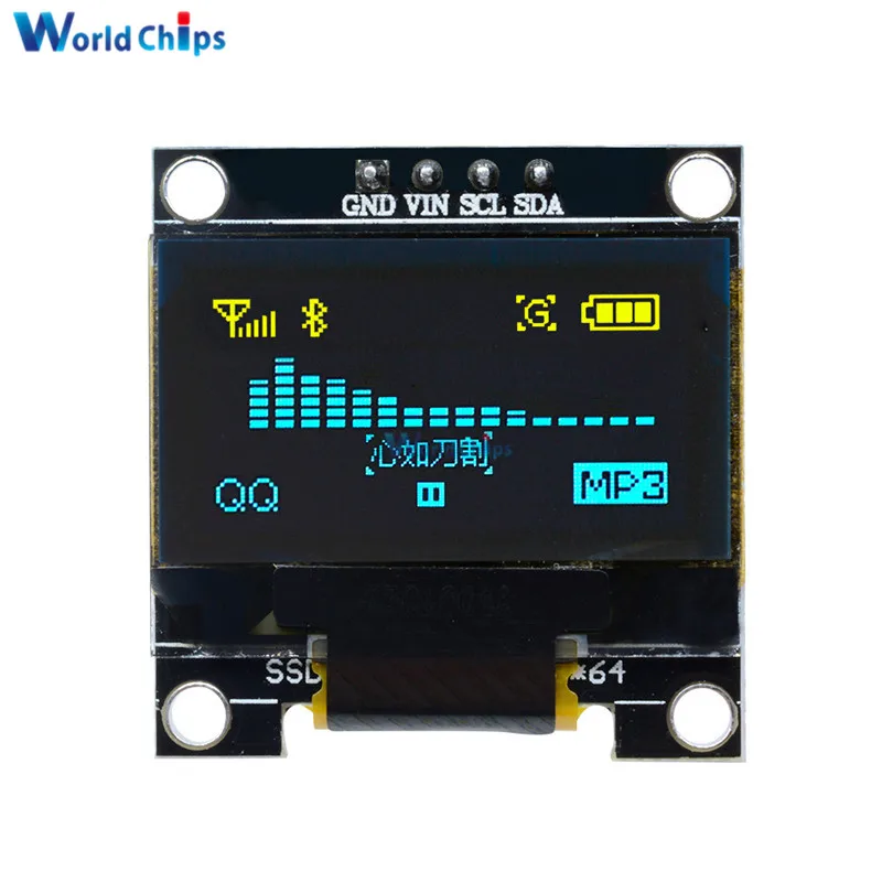 

0.96 inch IIC Serial Yellow Blue OLED Display Module 128X64 I2C 12864 LCD Screen Board GND VCC SCL SDA 0.96" for Arduino