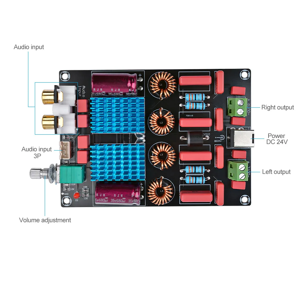 AIYIMA Professional Mini Amplificador ระบบเสียง Board TPA3116 2.0ชิปคู่ดิจิตอลเครื่องขยายเสียง100W สำหรับโฮมเธียเตอร์
