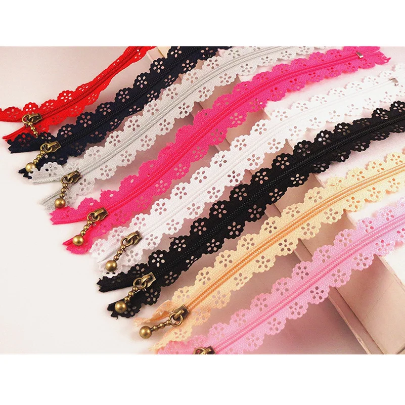 23cm Random Color 10pcs/lot  zippers lace nylon finish zipper for sewing wedding dress AA7451