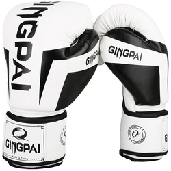 2017 New High Quality PU Leather White Professional Boxing Gloves Sanda Muay Thai Boxing Training Fighting Gloves Luvas De Boxeo