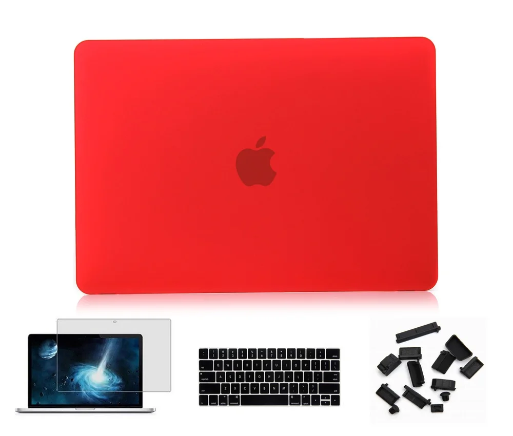 Rubberized Hard Case Keyboard Skin Cover +Screen Protector+Dust plug for Apple Macbook Pro 13/15 Air 13/11 Inch 12