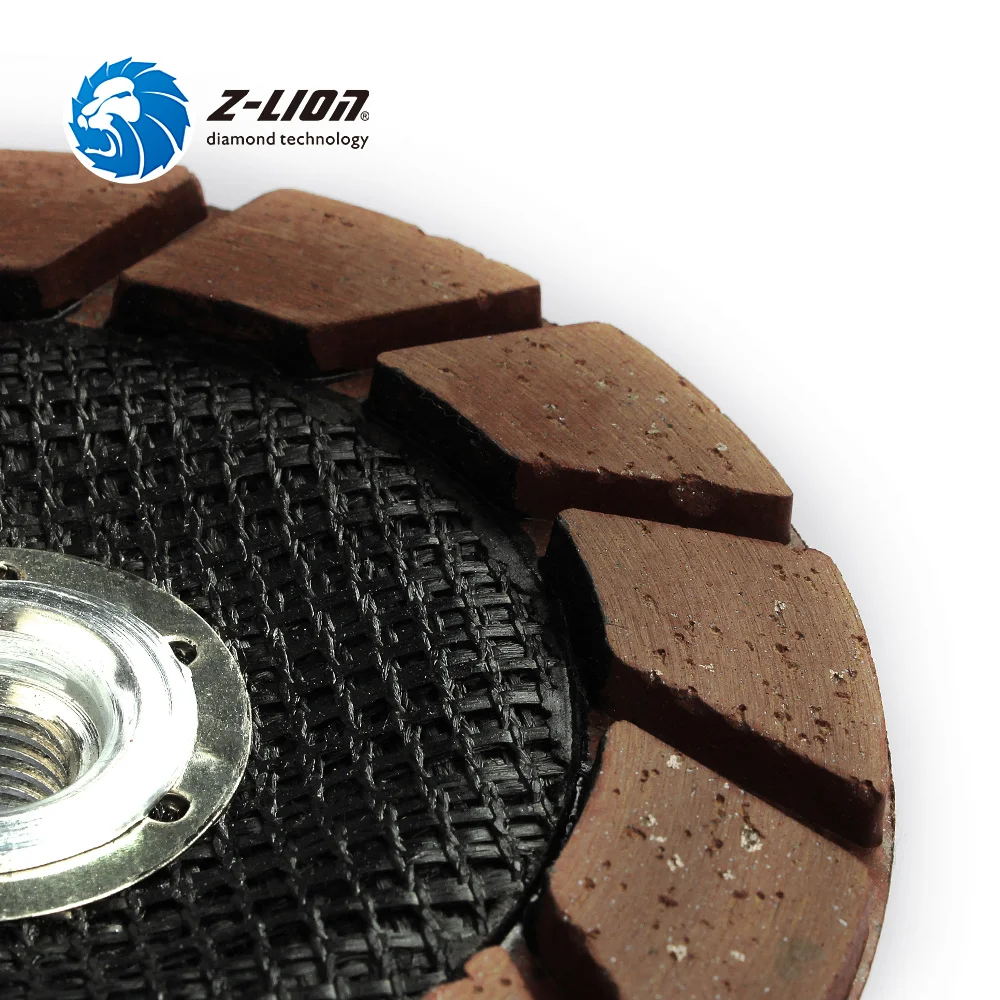 Z-LION 5 Inch Diamond Ceramic Bond Cup Edge Grinding Wheel Concrete Edge Dry Polishing Cup Wheel 125mm Grit 30-400# M14 & 5/8-11