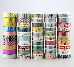 New 50pcs Kawaii Colorful 596 Patterns Japanese Washi Tape Paper, DIY Masking Tape for Scrapbooking, 15mm*10m ,Cute Stationery
