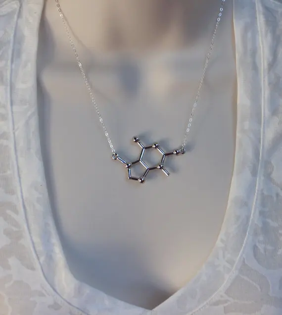 12pcs/lot fashion necklaces for women and men,Dopamine molecule chemical pendant necklace Science students necklace