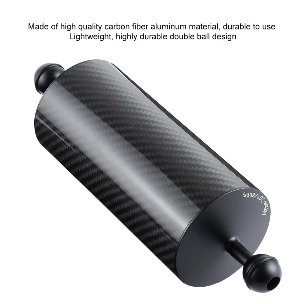 Puluz-fibra de carbono flutuar flutuabilidade, braço aquático, dupla bola flutuante braço, câmera de mergulho, bandeja subaquática para GoPro e