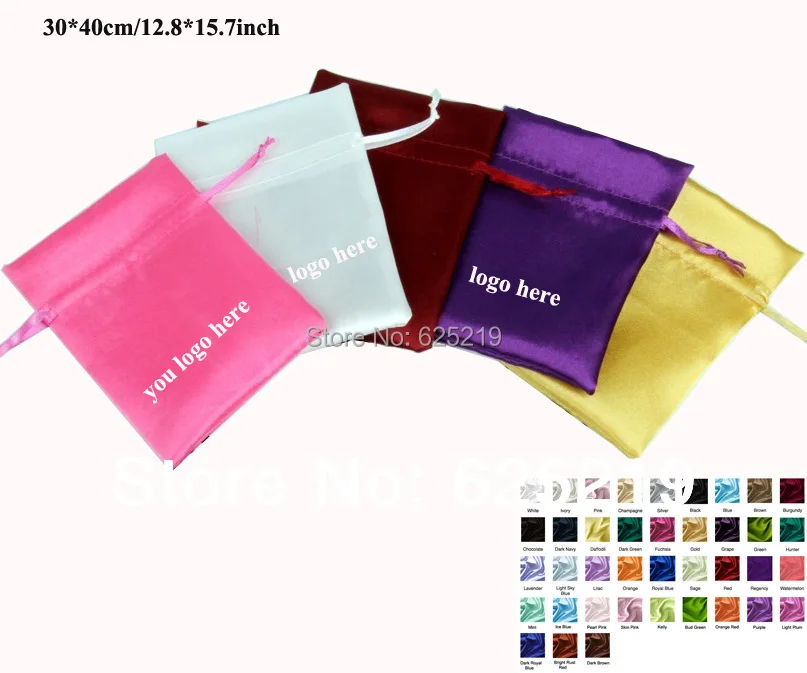 

30*40cm/11.8*15.7inch soft satin drawstring bag gift packaging wedding pouch one color or mix color 25pcs/lot for sale