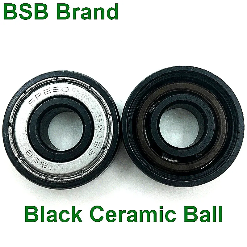 16pc BSB Swiss Bearing Si3N4 Black Ceramic 6 Ball Skates Skateboard Bearing 608z Longboard Bearing Scooter Roller Skates Bearing