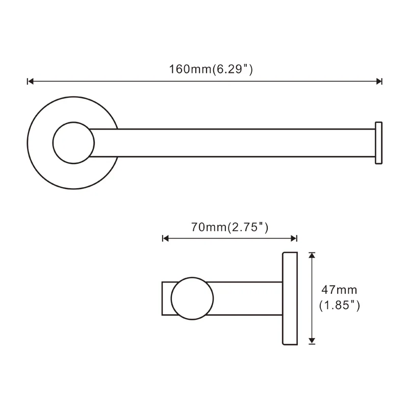 High Quality SUS304 Stainless Steel Matte Black Round Bathroom Toilet Paper Holder