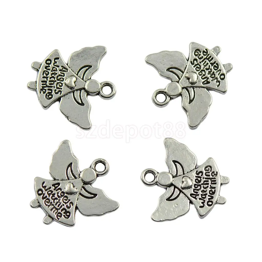 30 Tibetan Silver Color Angel Charms Pendants Angels Watching over me Jewelry DIY