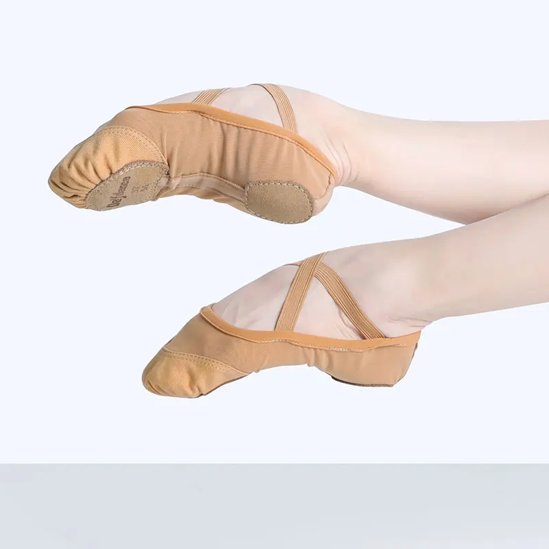 Sapatilhas de balé femininas, sapatos de ginástica, bailarina, tênis de dança, malha elástica, sapatos planos para dança