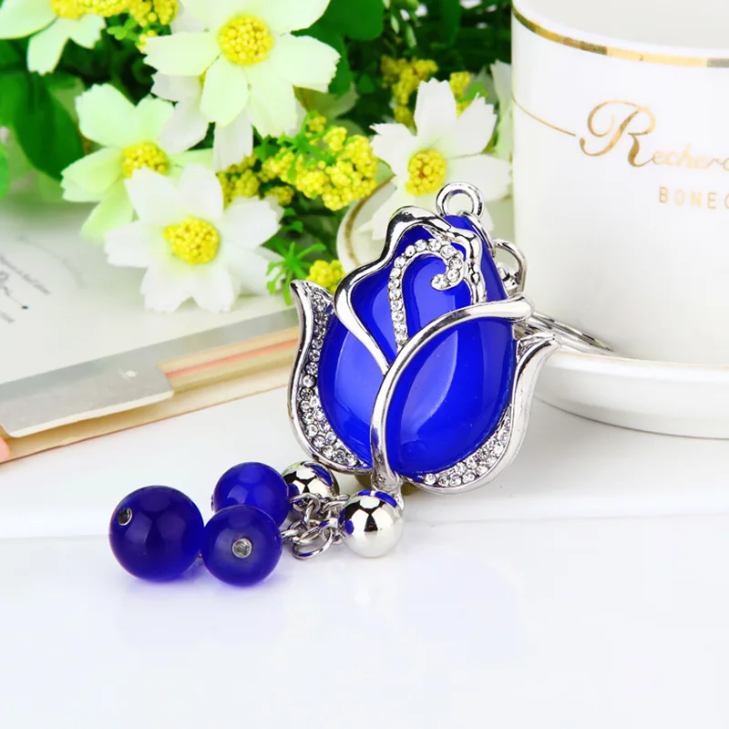 New Men High-end Rhinestone Tulip High Quality Key Holder Bag Vintage Accessories Hot Women Best gift Jewelry K2027