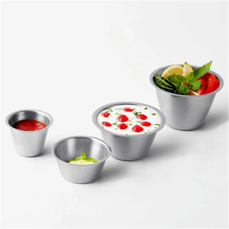 American Stainless Steel Sauce Cup individual condiment bowl  kitchen Sala cup jam cup Ramekins 2oz  4oz 6oz 8oz