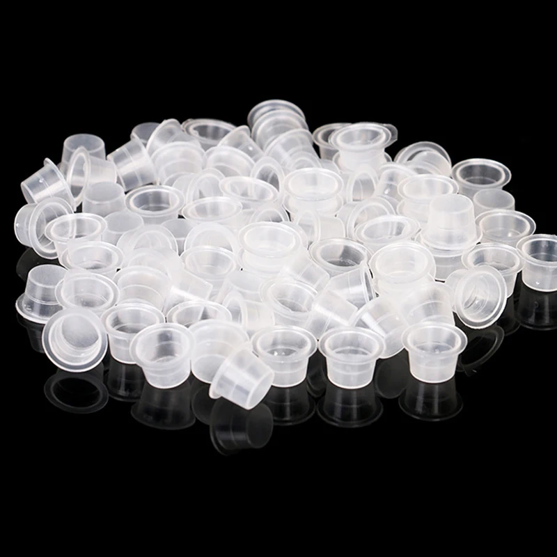 500/1000 PCS Plastic Disposable Microblading Tattoo Ink Cups S/M/L Permanent Makeup Pigment Clear Holder Container Cap