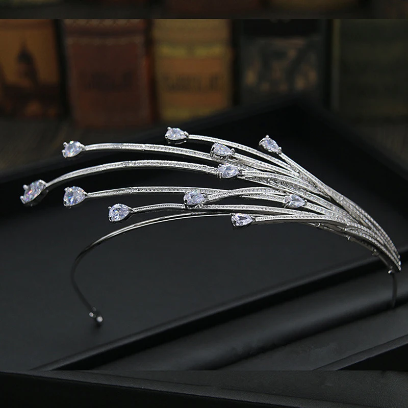 Tiaras de princesa Monaco Charlene, corona de circón cúbico, accesorios Para el cabello de boda, joyería de Novia, Bisutería