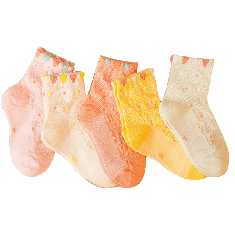 

girls socks 5 pairs/lot 2017 cotton cute children socks 2-11 year kids socks bubble mouth small floral baby girls socks