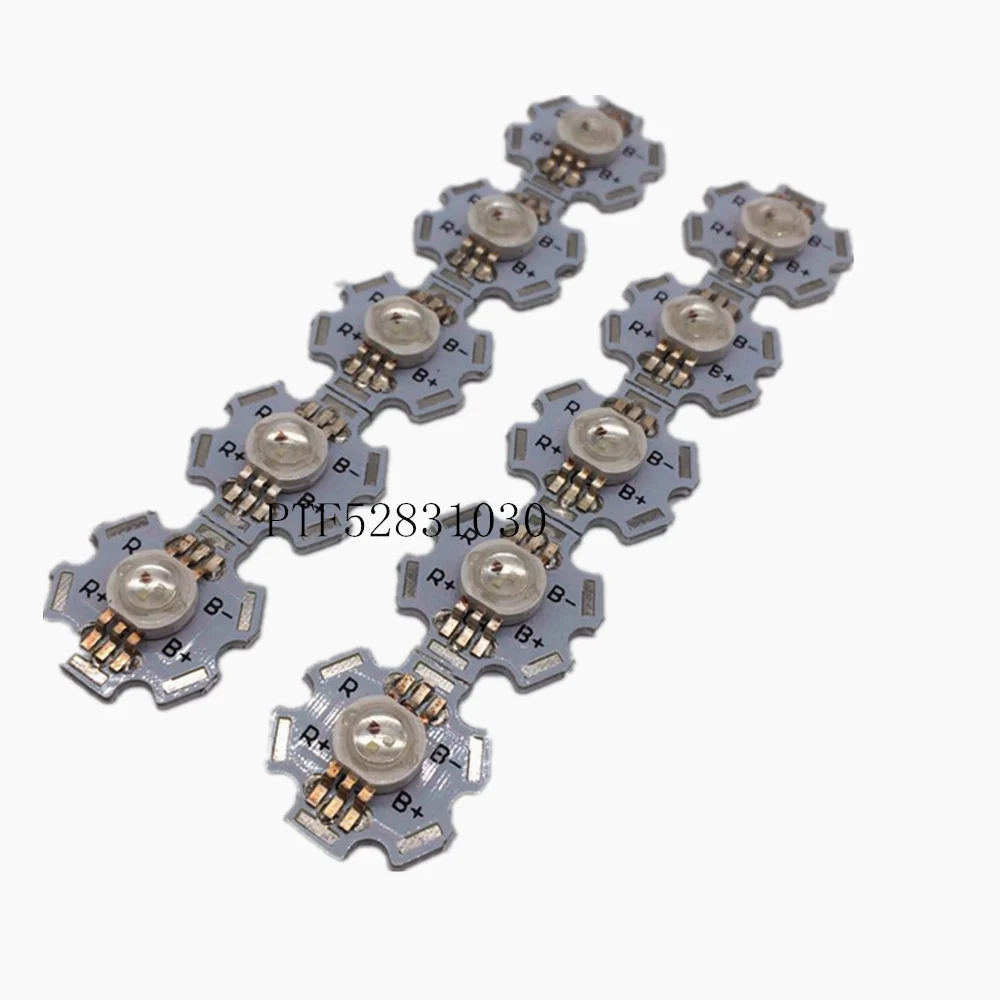 10pcs 3W RGB Color 6pin LED Chip LED Light Lamp Part With 20mm Star Base