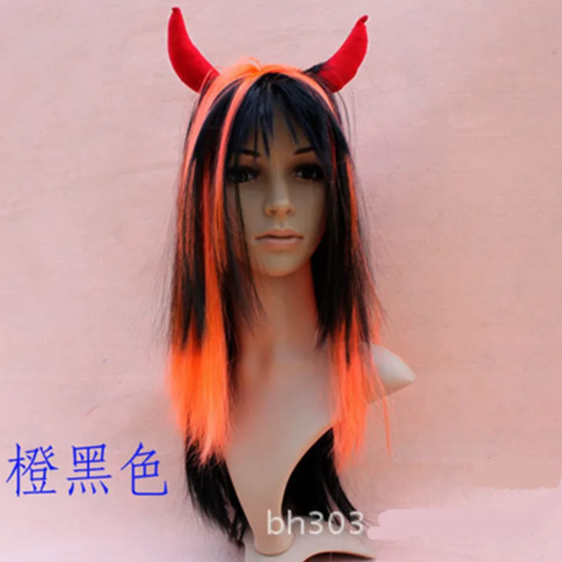 Synthetic Hell Devil Cosplay Headwear Halloween Demon Anime Costumes Carnival Christmas Purim Stage Show Nightclub Party Dress