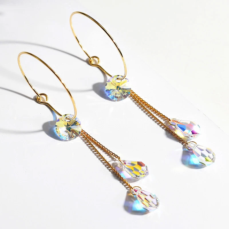 BAFFIN New Tassel Drop Earrings Colorful Beads Crystals From Austria For Women Bohemian Gold Color Circle Ear Indian Jewelry