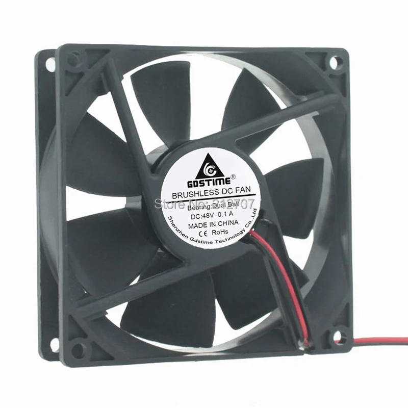 

100 PCS/LOT Gdstime 48V 2 Pin CPU Cooler 92mm 92x92x25mm Dual Ball Bearing DC Cooling Fan 9cm 9225