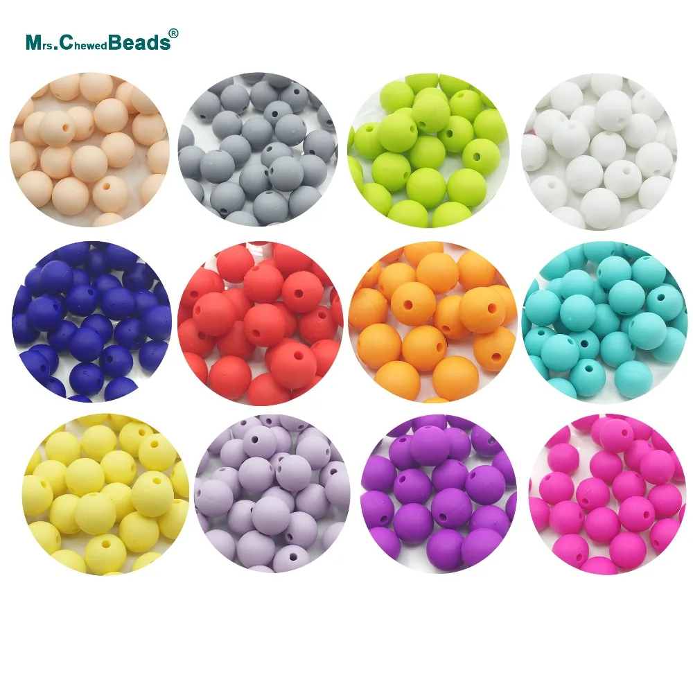 Silicone Beads 10mm/12mm/15mm Baby Colorful beads Food Grade Nursing Chewing Round Silicone Beads BPA Free DIY Jewelry making