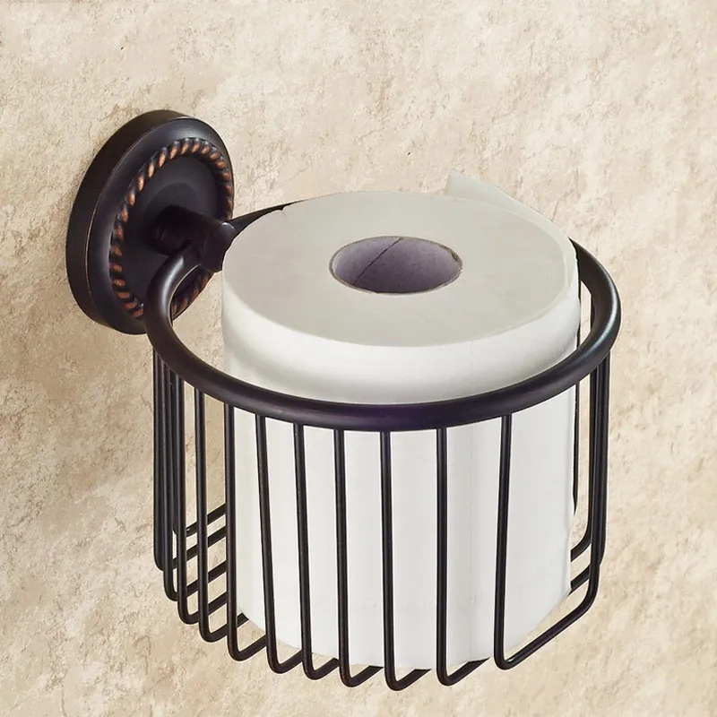 Oil Rubbed Bronze Bathroom Kitchen Toilet Roll Paper Tissue Holder Wall Mounted Paper Storage Basket Rack KD659