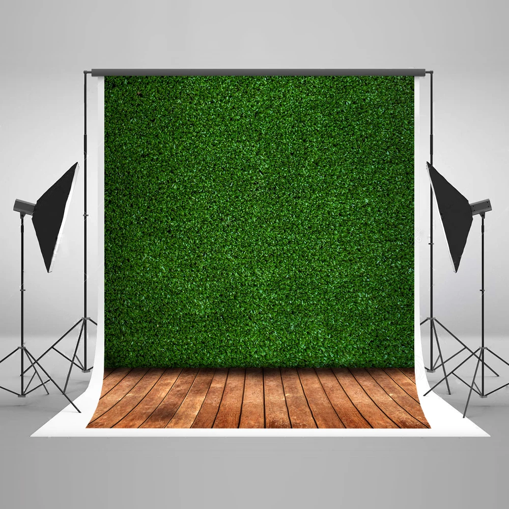 

VinylBDS 10ft Green Grass Wall Background For Photo Studio Wooden Backdrop Photography Wedding Background Photography Babyshower