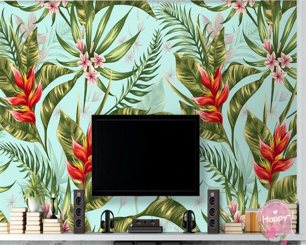 beibehang High fashionable high - end 3d wallpaper tropical plant simple tropical plant background wall murals papel de parede