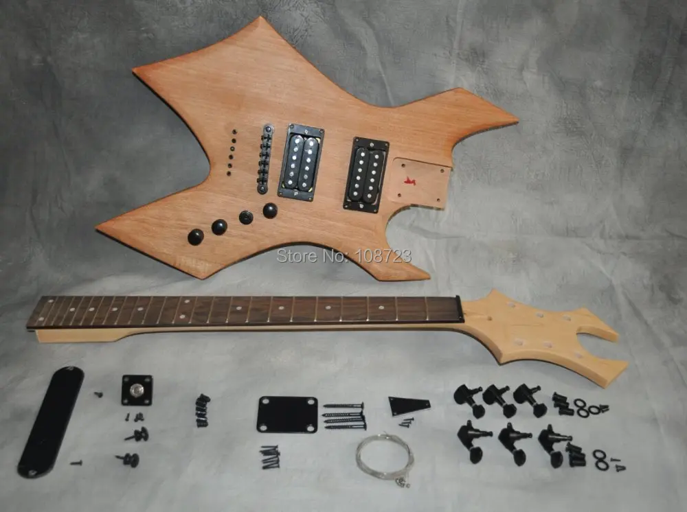 Kit de guitarra eléctrica DIY, cuerpo de caoba, cuello de Arce, diapasón de palisandro