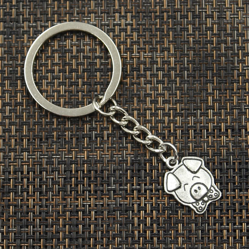 Fashion 30mm Key Ring Metal Key Chain Keychain Jewelry Antique Bronze Silver Color Plated Pig 20x15mm Pendant