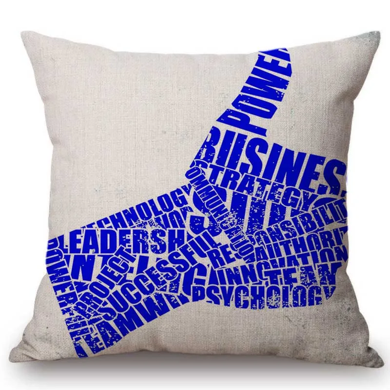 Nordic Black White Letter Print Brainstorm Hand Gestures Throw Pillow For Office Cotton Linen Europe Scandinavian Cushion Cover