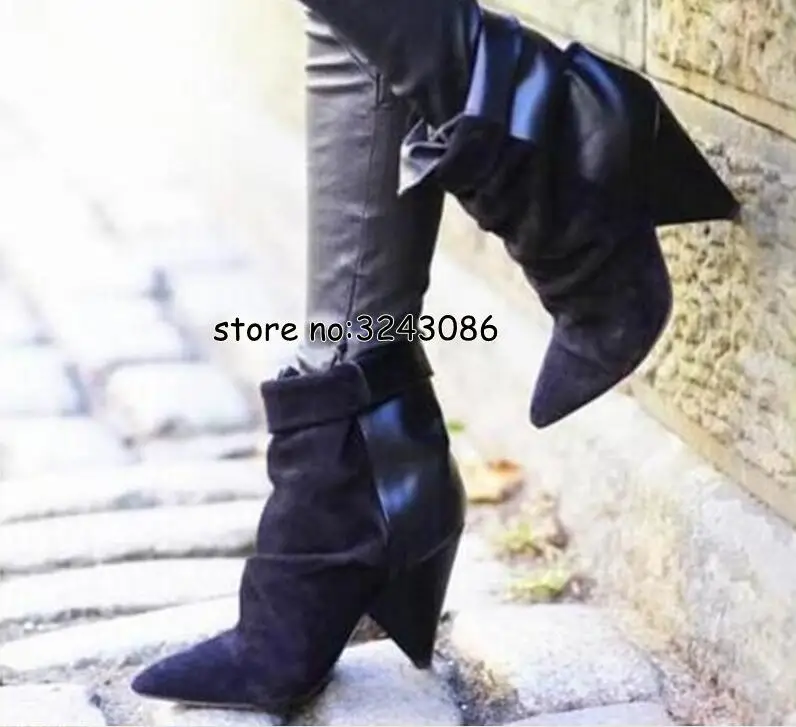 Suede Leather Pointed Toe Fashion Short Boots Street Style High Heels Lady Shoes Spring Autumn Ankle Boots Shoes