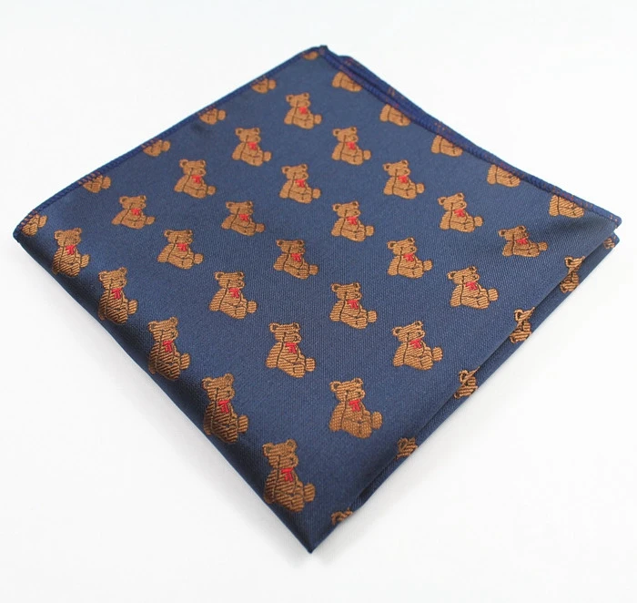 RBOCOTT Novelty Animal Pocket Squares Men's Fashion Blue Handkerchief 22cm*22cm Hanky For Business Party Suit Accessories