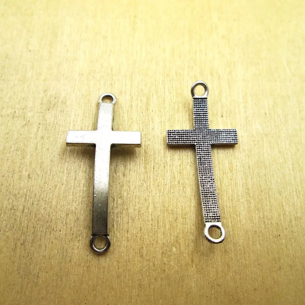 20pcs  37x16mmCross charms,  Sideways Cross Charm Connector Pendant  DIY necklace/ bracelets  charms antique silver tone